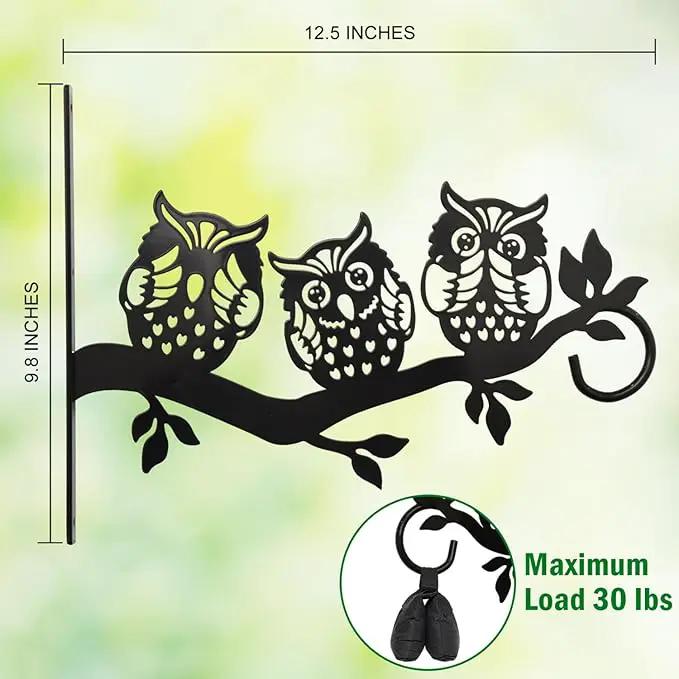 Plant Hangers Outdoor, Metal Hanging Plant Bracket, Plant Hooks for Hanging Baskets, Bird Feeders, Wind Chimes Indoor, Lantern, Flower Pot, Wall Mount Plant Holder with Screws (Owl) by GreenHaven Gardens