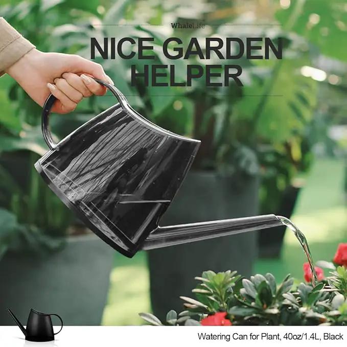 WhaleLife Indoor Watering Can for House Bonsai Plants (1.4L, Black) by GreenHaven Gardens