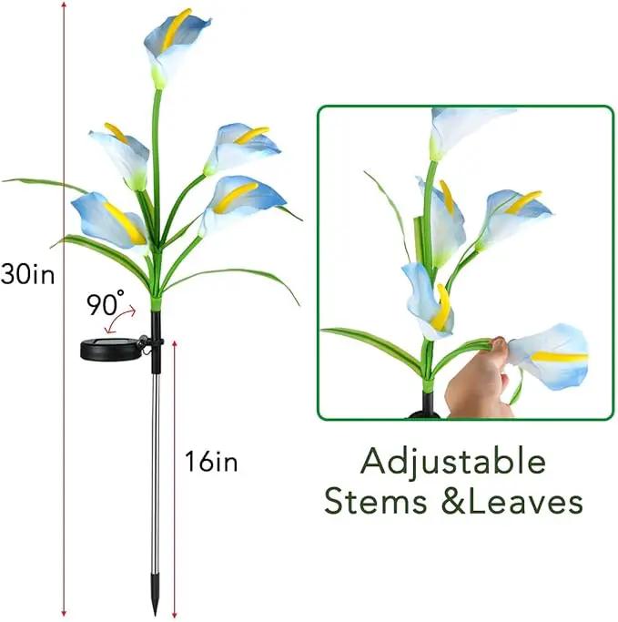 Veesee 2 Packs Upgrade Solar Calla Lily Lights Outdoor Garden Stake Light, Color Changing Solar Powered LED Lily Lights for Christmas Gift Wedding Party Outdoor(Blue) by GreenHaven Gardens
