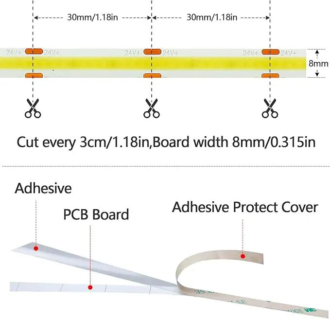 15M/49.2ft 24V COB LED Strip Light Waterproof IP65 Warm White 3000K Uniform Glow 5760LEDs CRI 93+ Flexible LED Tape Lights for DIY Cabinet Bedroom Kitchen Home Decor(No Power Supply) by GreenHaven Gardens