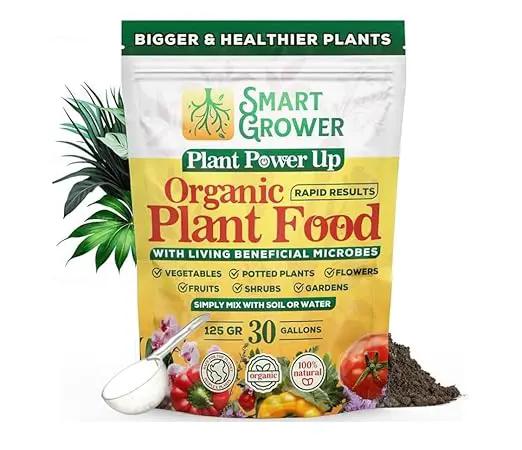 Organic Plant Food with Beneficial Microbes, Fast Acting Vegan Fertilizer for Vegetable Garden, Outdoor & Indoor Plant Fertilizer, Miracle Growth for Plants Concentrated Value 125GR Makes 30 gallons by GreenHaven Gardens