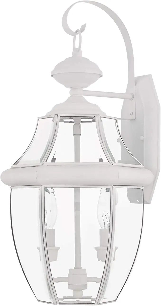 Livex Lighting 2251-03 Outdoor Wall Lantern with Clear Beveled Glass Shades, White by GreenHaven Gardens