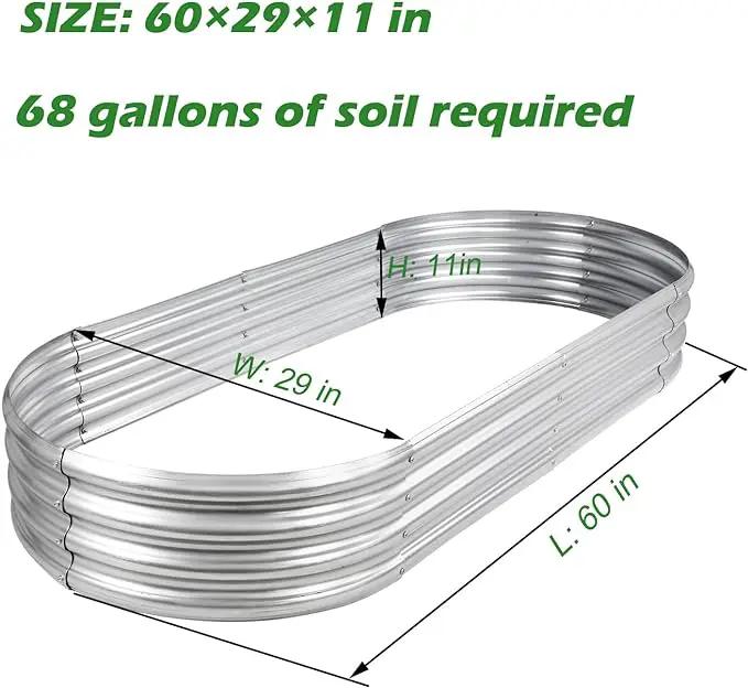 Raised Garden Bed Galvanized Planter Box Outdoor, 5ft Oval Large Rot-Resistant Metal Garden Bed Planter for Vegetables Flower Herb (Silver) by GreenHaven Gardens