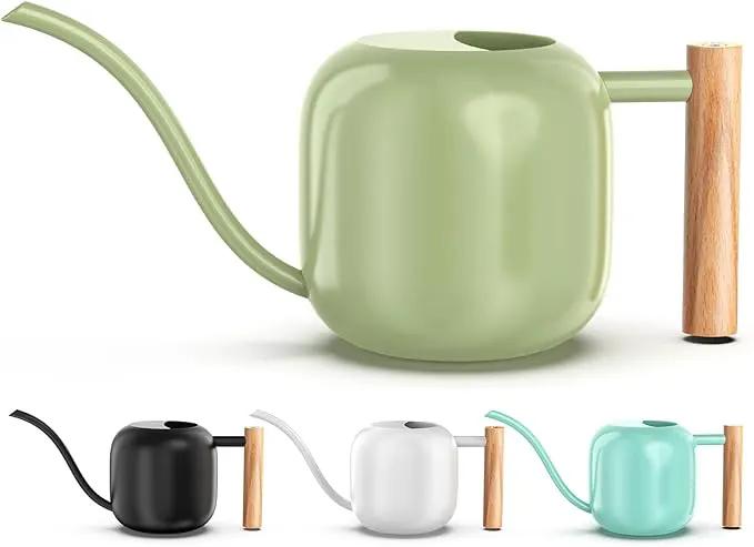 Green Moon Watering Can Indoor Plants 1.2L/41oz Sage Green Water Can Indoor Metal Small Water Can Pot with Long Spout for House Bonsai Plants Garden Flower Decorative by GreenHaven Gardens