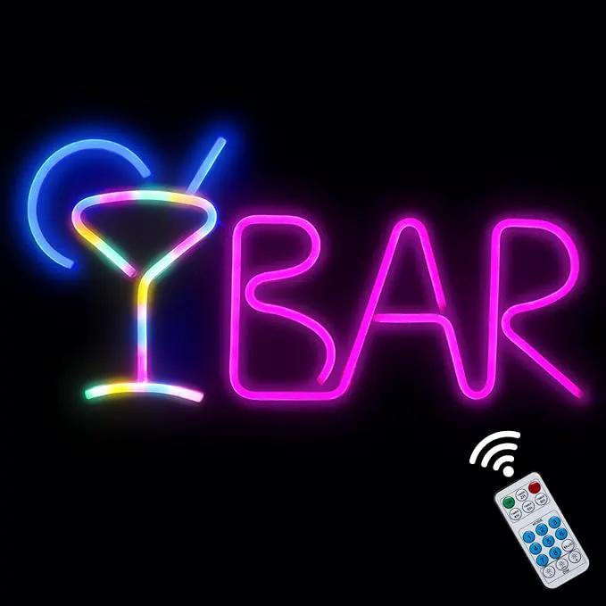 iKefe Neon LED Signs Bar Letter Light Up Beer with Remote/Blue Cocktail Glass Pink LED, USB & Battery Operated Bar Light for Home Bar, Business, Pub, Bistro, Halloween Party, Wall Art Decorations by GreenHaven Gardens