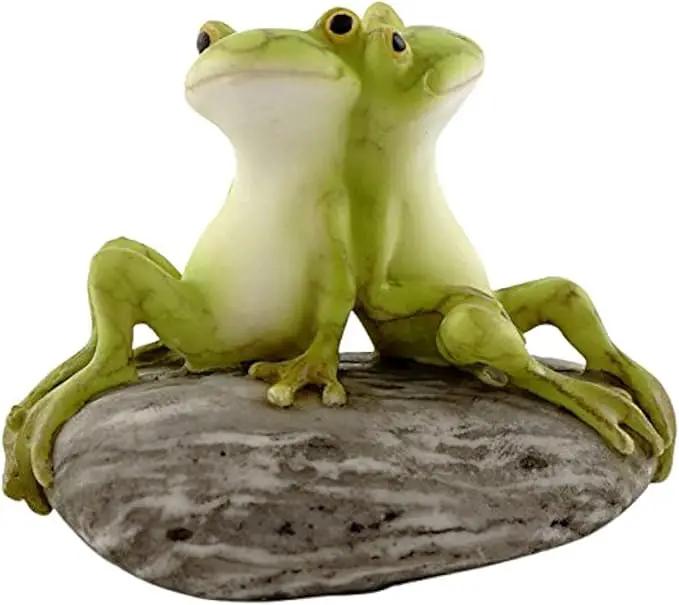 Top Collection Miniature Fairy Garden and Terrarium Statue, Frog Friends on Stone by GreenHaven Gardens