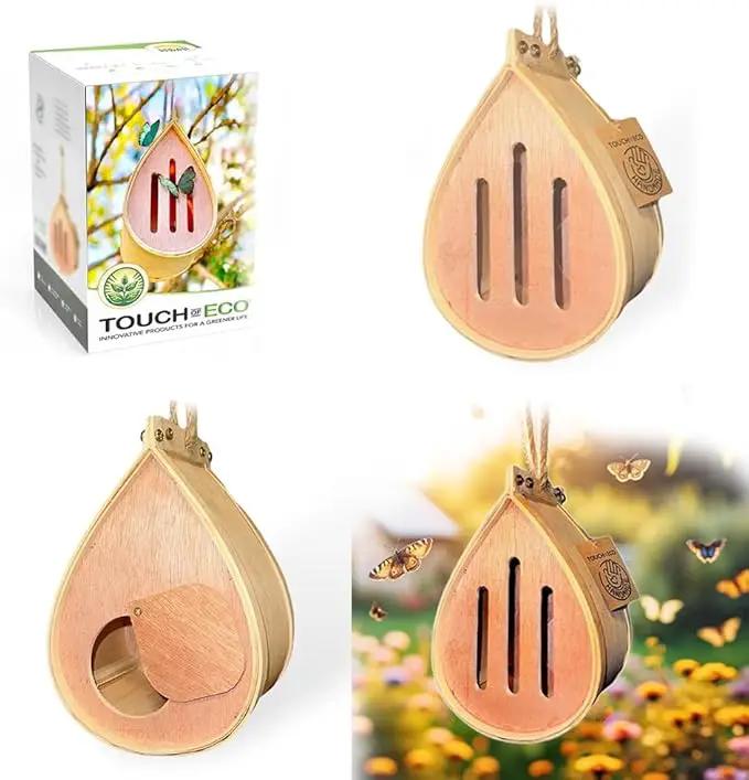 Pollinating Palace-Wooden Hanging Butterfly House, Natural Habitat to Attract Butterflies to Your Garden and Yard by GreenHaven Gardens