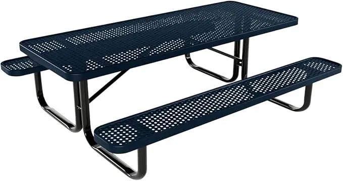 Coated Outdoor Furniture Heavy-Duty Portable Outdoor Kids Table, Punched Steel Kids Picnic Table, Commercial-Grade Picnic Table, Made in America (6ft Rectangular, Childrens, Dark Blue) by GreenHaven Gardens