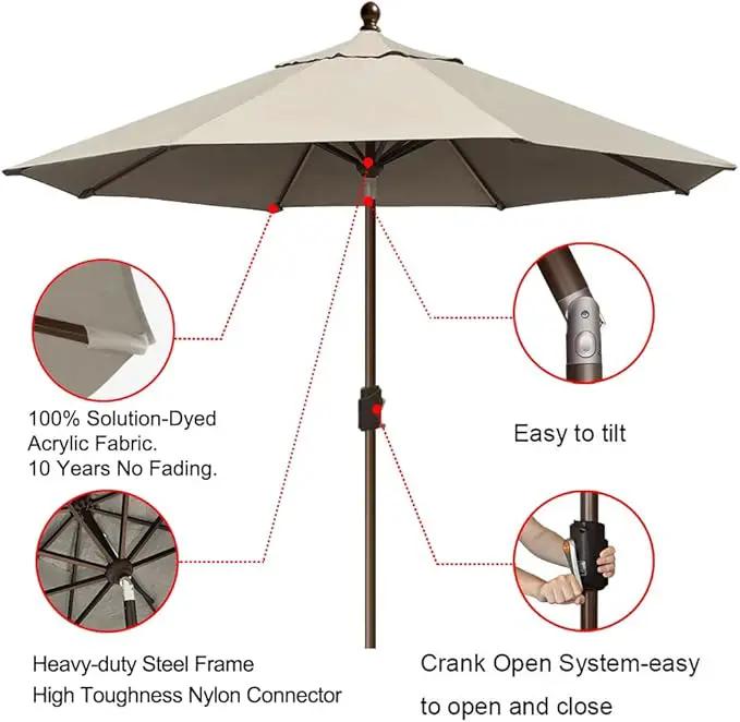 EliteShade USA 10-Year-Non-Fading 9Ft Market Umbrella Patio Umbrella Outdoor Table Umbrella with Ventilation, Antique Beige by GreenHaven Gardens