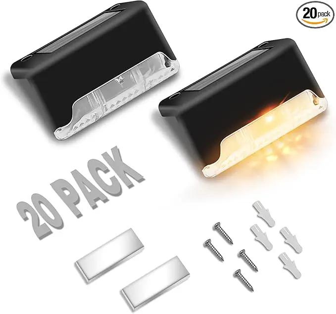 20-Pack LED Outdoor Solar Lights for Deck Fence Step Patio Lighting Waterproof Warm White by GreenHaven Gardens