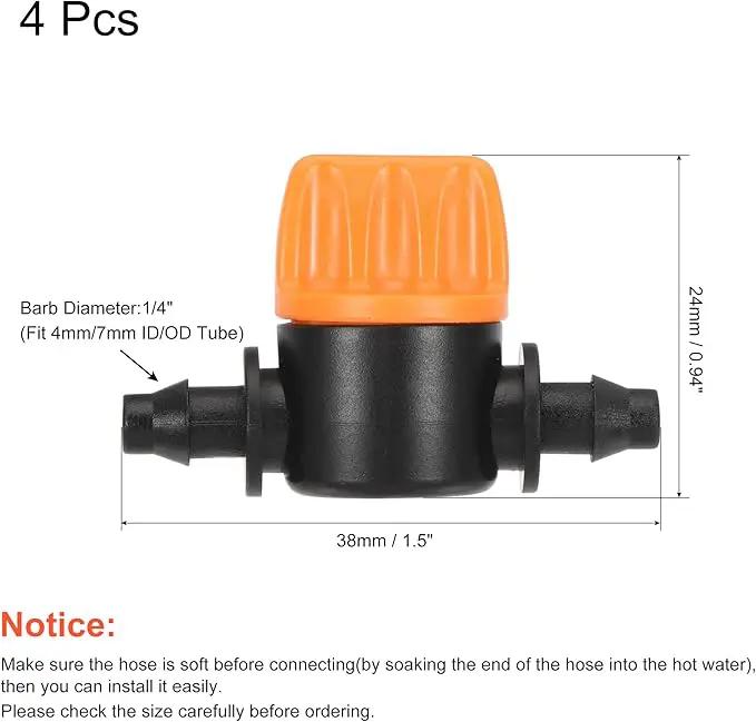 MECCANIXITY Micro Ball Valve 1/4" Barb Connector Shut Off Switch Plastic for Irrigation Drip Tube 2 Pack by GreenHaven Gardens