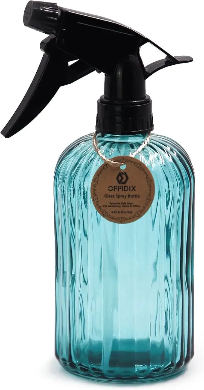 OFFIDIX Glass Spray Bottle, Plant Mister with Adjustable Nozzle 0.4L/13.5oz Pressure Watering Can Handheld Spray Bottle for Outdoor Indoor Plants and Cleaning Work (Blue) by GreenHaven Gardens