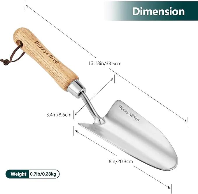Stainless Steel Trowel, Garden Small Flower Hand Shovel, Potting Soils Scoop with Wood Handle, Gardening Bonsai Tools for Transplanting Digging Weeding Planting by GreenHaven Gardens