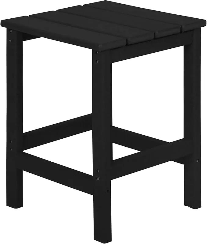 WO Home Furniture Adirondack Chairs Table Set of 3 PCS Outdoor Folding Chairs Side End Table Weather/UV Resistant for Lawn, Garden, Bon Fire, Balcony (Black) by GreenHaven Gardens