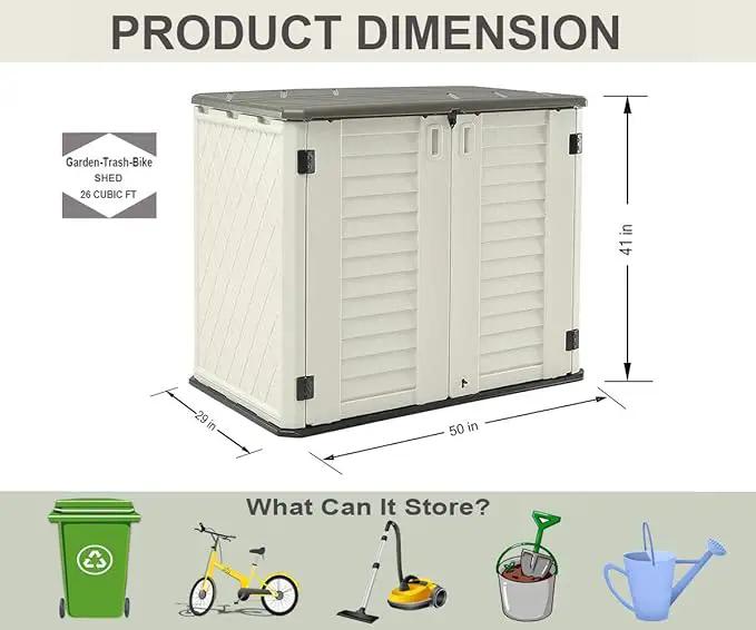 HOMSPARK Storage Shed Weather Resistance, Multi-Purpose Outdoor Storage Cabinet for Backyards and Patios, 26 Cu.ft Capacity Horizontal Storage Shed for Bike, Lawnmower, Trash Cans, Patio Accessories by GreenHaven Gardens