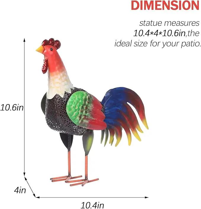 Solar Metal Rooster Animal Lights Decor Metal Chicken Sculpture for Backyard Patio Decor & Lawn OrnamentsGifts10.6inchesH (Rooster) by GreenHaven Gardens