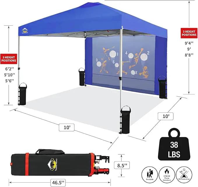 CROWN SHADES 10x10 Pop Up Canopy Tent with Game Netting - Beach Tent with One Push Setup - Outdoor Sun Shade for Events, Parties, Camping with STO-N-Go Cover Bag, Silver Coated Top, Blue by GreenHaven Gardens