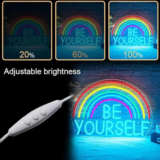 Be Yourself Neon Sign Be Yourself Neon Signs for Wall Decor Dimmable Rainbow Neon Lights Classroom LED Light Up Sign for Bedroom Bookstore Reading Room Library Study Room Decoration by GreenHaven Gardens