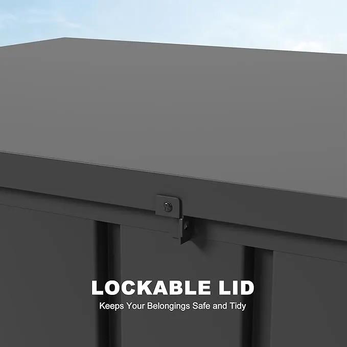 PURPLE LEAF Outdoor Deck Box 160 Gallon Waterproof Lockable Storage Box Container with Lid Deck Organization for Patio Cushions Side Table Pool Accessories Garden Tools, Gray by GreenHaven Gardens