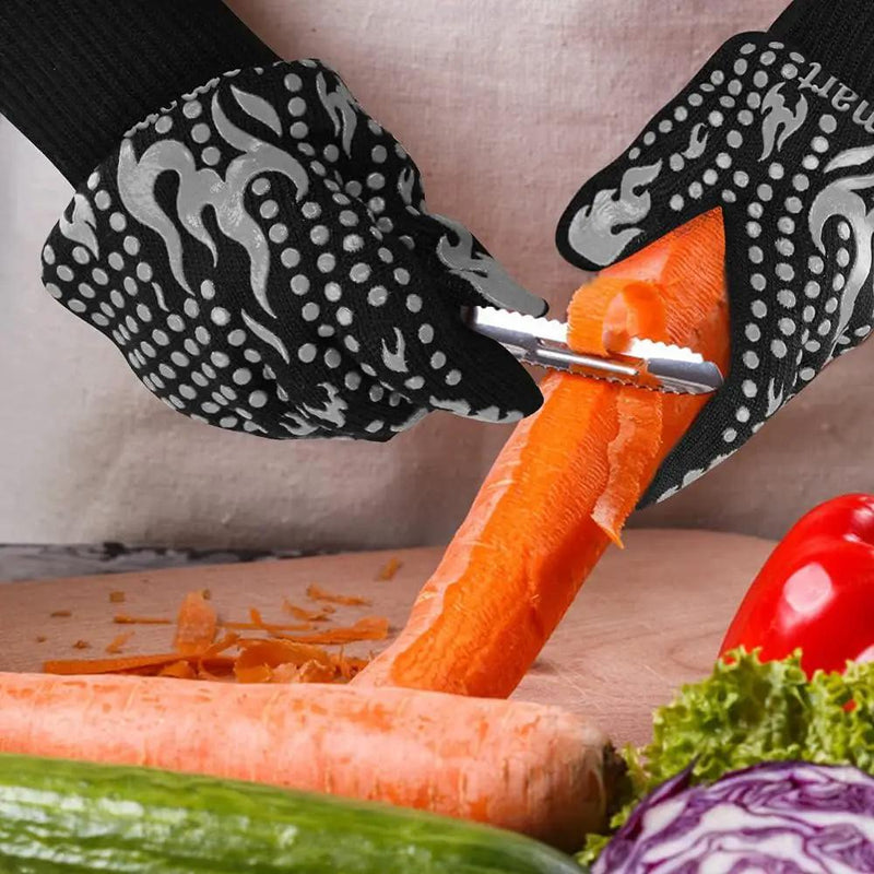 Comsmart BBQ Gloves, 1472 Degree F Heat Resistant Grilling Gloves Silicone Non-Slip Oven Gloves Long Kitchen Gloves for Barbecue, Cooking, Baking, Cutting(Gray) by GreenHaven Gardens
