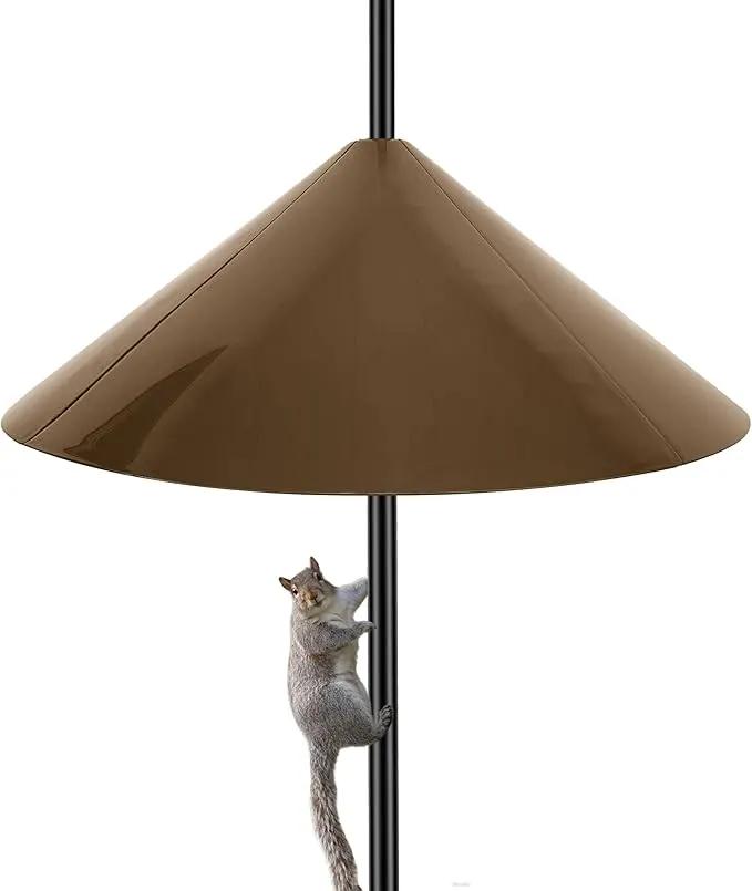 Squirrel Baffle for Bird Feeder Pole, 19-Inch Outdoor Bird Feeder Guard, Squirrel-Proof Birdhouse Baffles, Shepherd's Hook for Outside(Brown) by GreenHaven Gardens