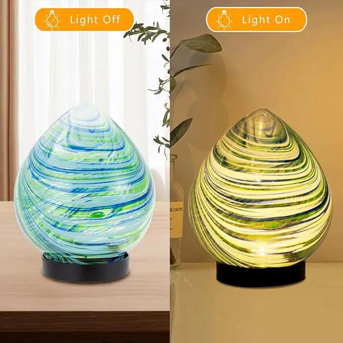 Table Solar Lanterns Outdoor Waterproof LED 6.7" Glass Desktop Decorative Lanterns Solar Globe Lights for Patio Balcony Pathway Porch Gardening Gifts for Women(Green) by GreenHaven Gardens