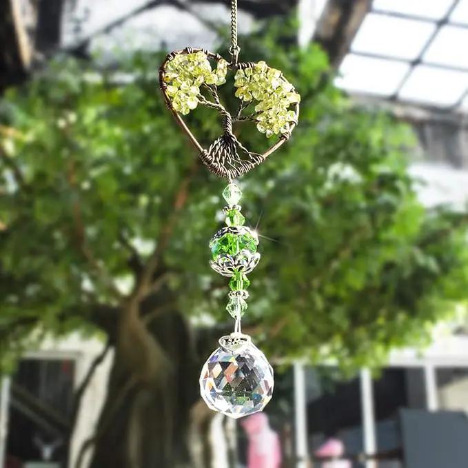 H&D HYALINE & DORA Tree of Life Car Rearview Mirror Hanging Ornament Pendant Accessories Fengshui Suncatcher (Green) by GreenHaven Gardens