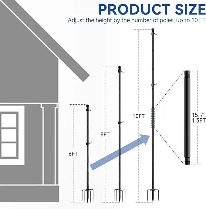 ZMTECH 10 FT Flag Pole with American Flag in Ground, Extra Thick Flag Pole Kit for Yard,Windproof Ground Flag Poles for Outside House Residential or Commercial（1 PACK） by GreenHaven Gardens