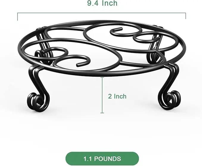 Yimobra 2 Pack Plant Stand for Flower Pot Heavy Duty Potted Holder Indoor Outdoor Metal Rustproof Iron Garden Container Round Supports Rack for Planter (9.4Inches, Black) by GreenHaven Gardens