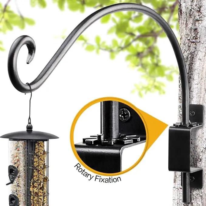AJART Bird Feeder Hanger of Swivel Hanging Plant Bracket for Outdoor(Black) More Suitable for Outside birdhouses Plant Hooks (16"-2PCs) by GreenHaven Gardens