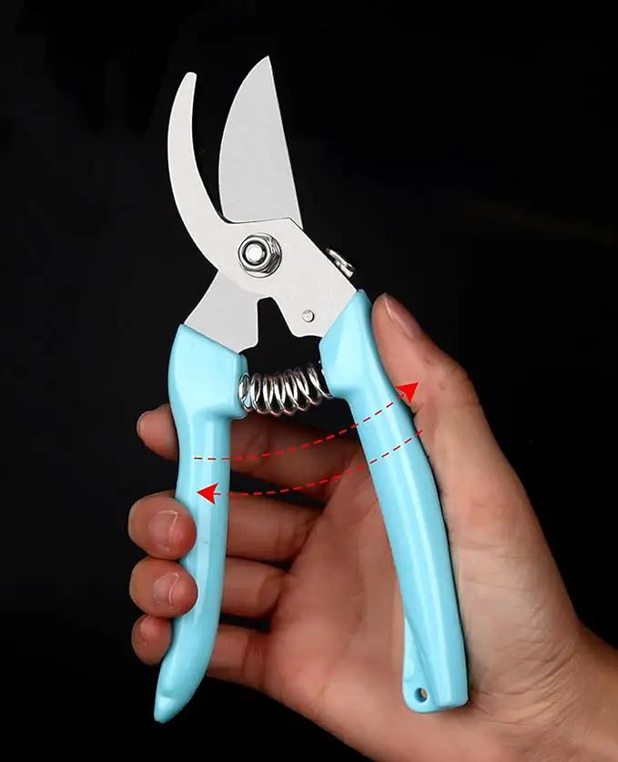 2pcs Garden Flower Shears Pruning Shears 6.9 inches Scissors Heavy Duty Plant Scissors for Cutting Flowers, Trimming Plants, Bonsai, Fruits Picking (Blue Handle 2pcs) by GreenHaven Gardens