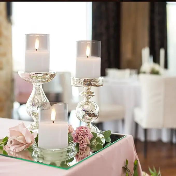 6Pack Glass Flickering Flameless Candles with Remote, 2"X3" Real Wax Votive Candles Battery Operated, Small Electric LED Candles for Wedding Home Decor, w/4 Timers+2 Lighting Modes [Clear] by GreenHaven Gardens