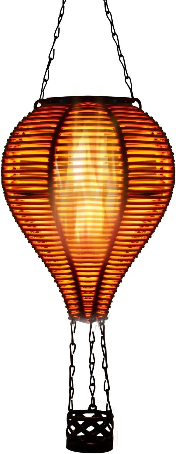 pearlstar Solar Hot Air Balloon Lantern with Flame Light Outdoor Hanging Solar Powered Lights Woven Solar Lantern Waterproof for Patio Yard Farmhouse Garden Wedding Holiday Decoration by GreenHaven Gardens