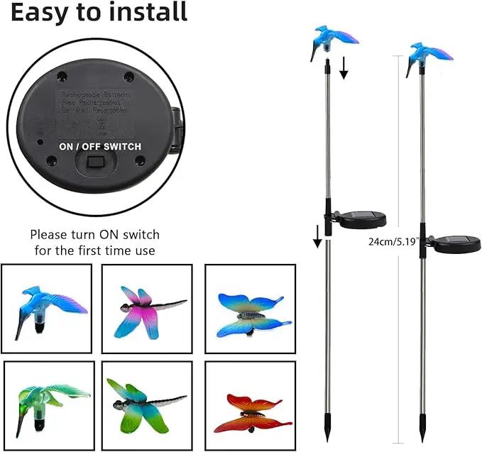 Solar Outdoor Lights with Hummingbird Butterfly Insect Garden Gifts Decor,Solar Garden Stakes Lights for Pathway, Lawn, Patio, Driveway by GreenHaven Gardens