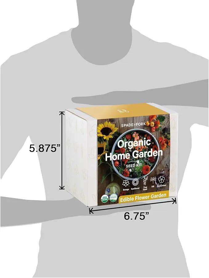 Organic Edible Flower Garden Seed Kit - 23pc Indoor Garden with Soil, Pots, Plant Markers, USDA Organic Non-GMO Seeds & Illustrated Instructions - Sunflower, Borage, Thai Basil, Dill, Nasturtium by GreenHaven Gardens
