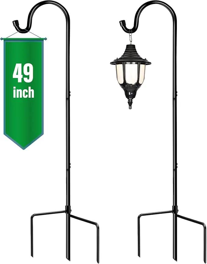 GOFORWILD Shepherd Hooks 2 Pack Adjustable, 49 inches Tall, Premium Metal Garden Hook for Outdoor, Hanging Plant, Solar Lights, Lanterns, Bird Feeders, and Wedding Decor, 7013 by GreenHaven Gardens