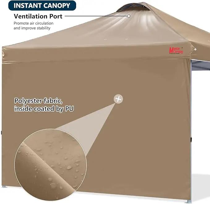 MASTERCANOPY Durable Pop-up Canopy Tent with 1 Sidewall (6.6'x6.6',Khaki) by GreenHaven Gardens
