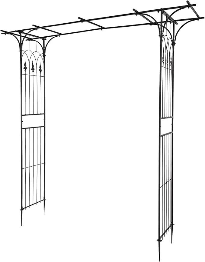 VINGLI Garden Arbor, Arch Archway for Wedding Ceremony Party, Steel Garden Trellis for Plant Climbing, Christmas Decorations Pergola for Backyard, Lawn (Black) by GreenHaven Gardens