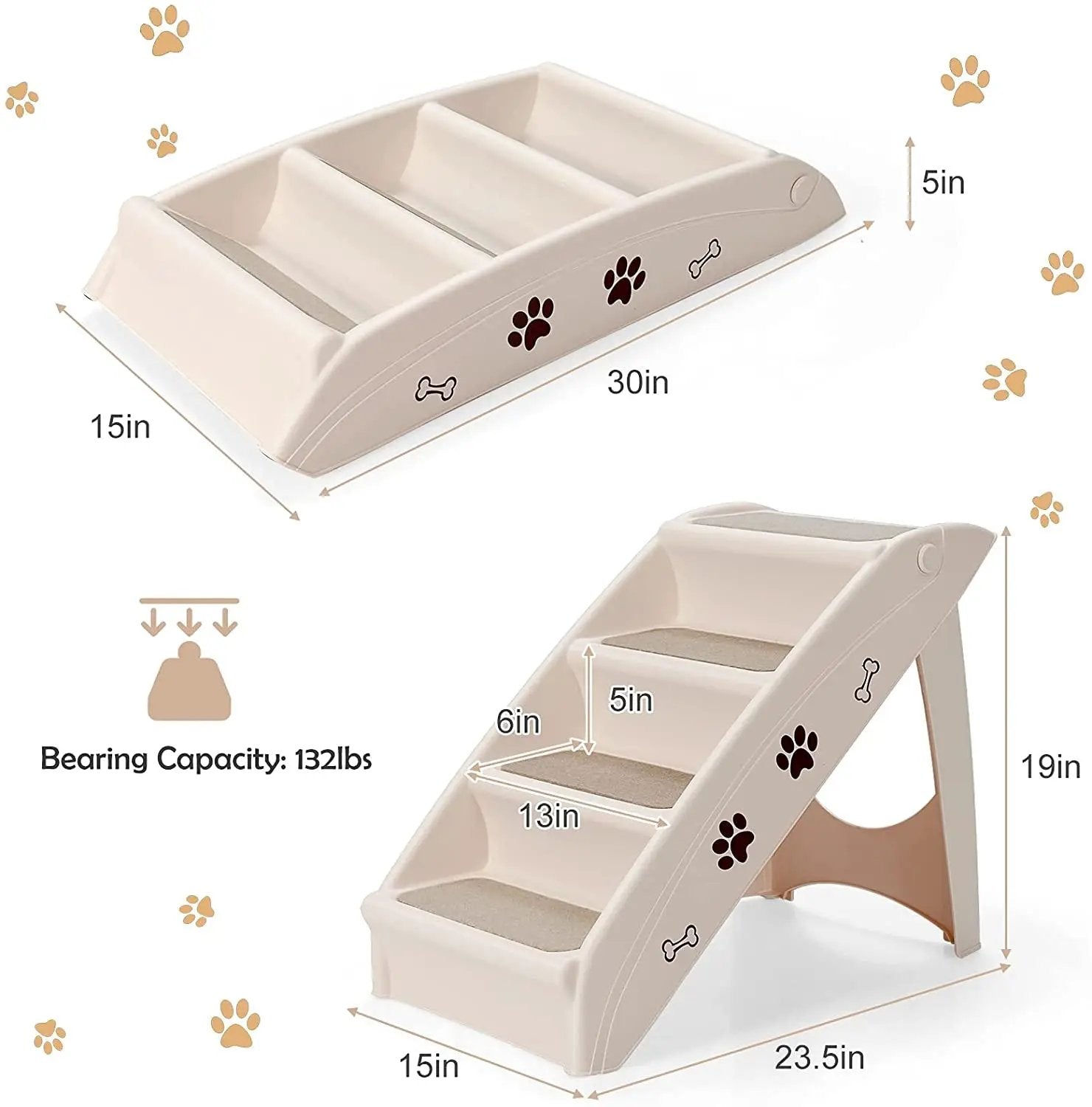 Collapsible Plastic Pet Stairs 4 Step Ladder for Small Dog and Cats by DirectDeals