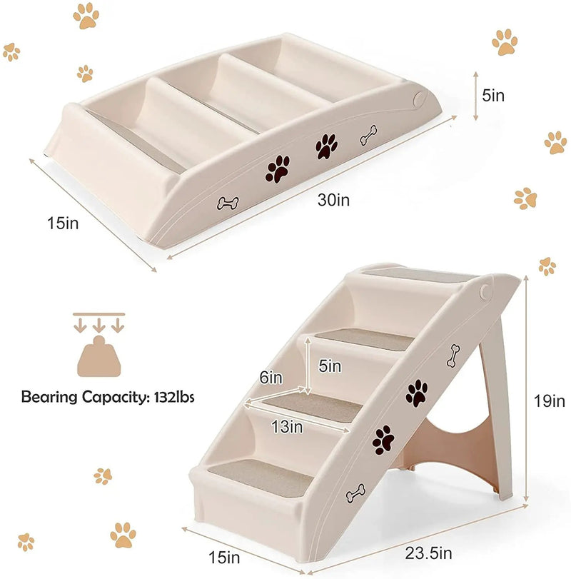 Collapsible Plastic Pet Stairs 4 Step Ladder for Small Dog and Cats by DirectDeals
