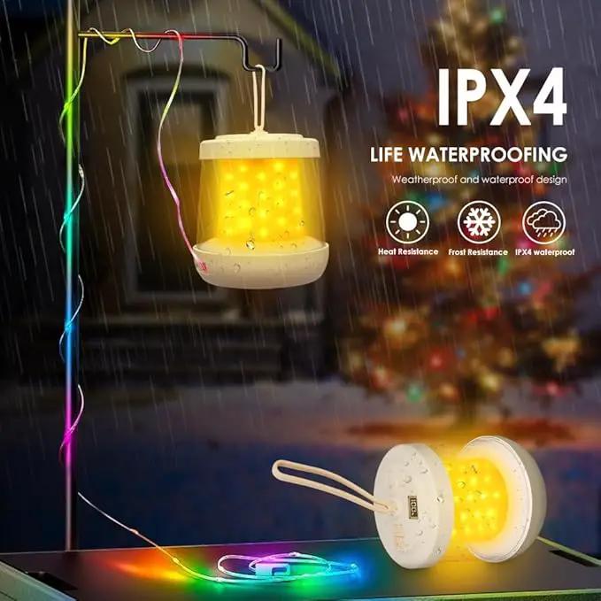 UniqueFire Portable 2-in-1 Camping Lantern & String Lights, Rechargeable LED Tent Lantern with RGB String Lights for Camping, Party, Garden & Yard Outdoor Decoration by GreenHaven Gardens
