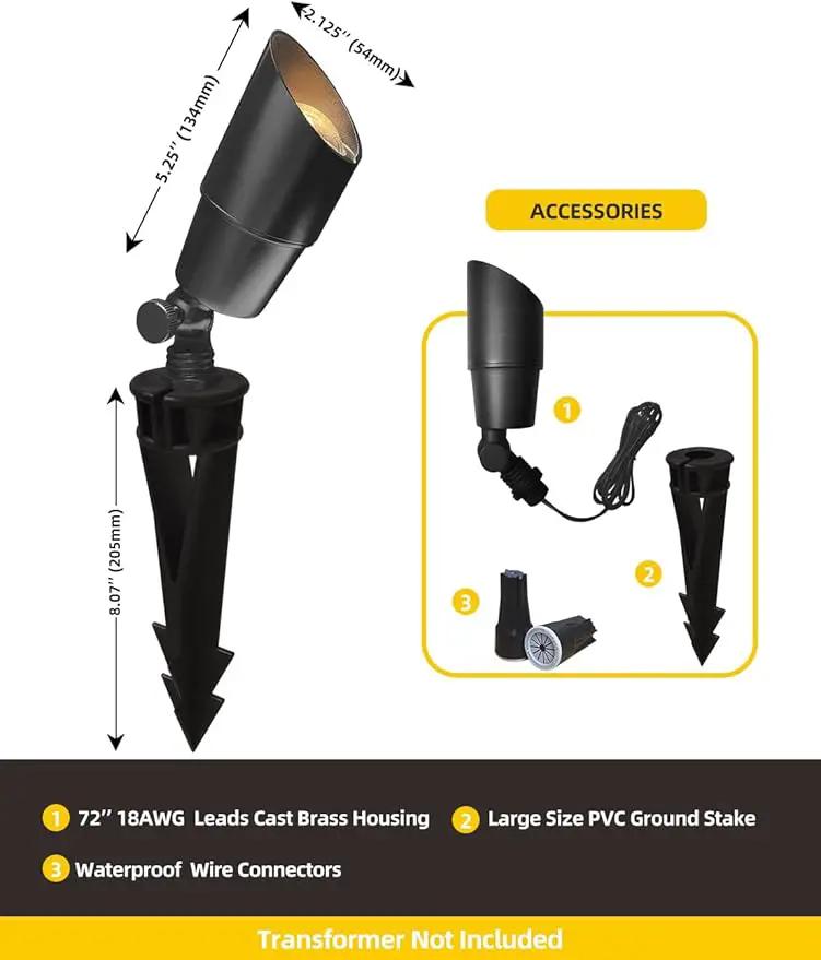 COLOER Brass Low Voltage Landscape Spotlight Fixture(Black) 6-Pack Without Bulb,12V AC/DC Outdoor Spot Lights for Yard, Directional Garden Patio Spot Up Light(101B-Black) by GreenHaven Gardens