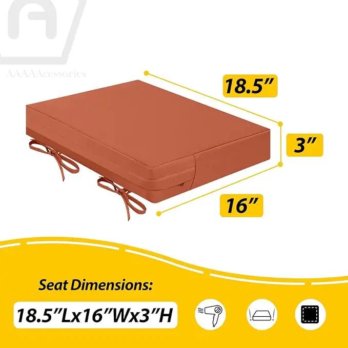 AAAAAcessories Outdoor Seat Cushions for Chairs, Waterproof, Fade-Resistant Patio Furniture Replacement Cushions, 18.5" x 16" x 3", Set of 2, Rust by GreenHaven Gardens