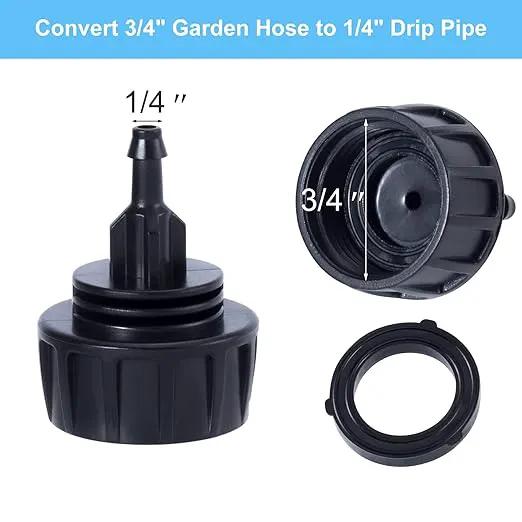 PAGOW Drip Irrigation Kit, 1/4 inch Fittings, Hose Adapter, Garden, Lawn, Black (6pcs Connector, 6 Washer) by GreenHaven Gardens