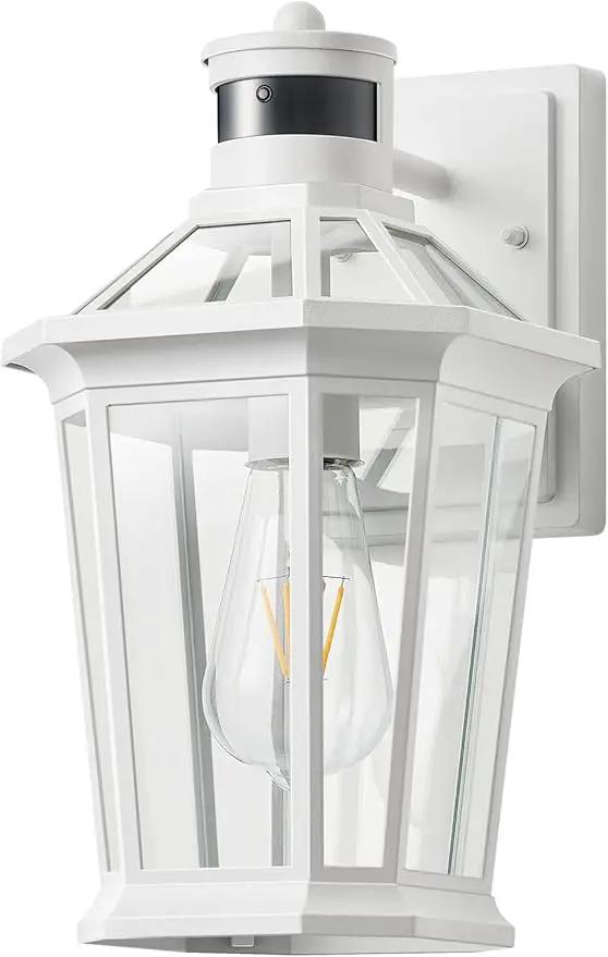 VIANIS Motion Sensor Outdoor Exterior Light Fixture, White Outdoor Porch Lights Wall Mount, Waterproof Dusk to Dawn Coach Lantern, Modern Outdoor Lights Fixtures for Garage, Front Door by GreenHaven Gardens