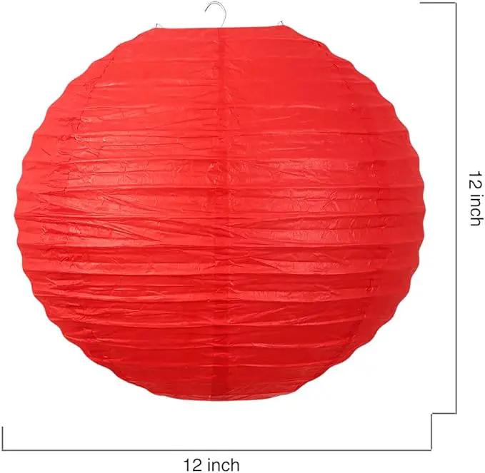 Chinese Style Paper Lanterns, Set of 12, Suitable for Party Decoration (Red, 12in) by GreenHaven Gardens