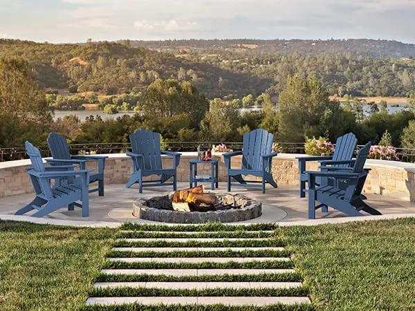 KINGYES HDPE Adirondack Chair, Classic All-Weather Adirondack Chairs Set of 8, Outdoor Patio Adirondack Chair for Deck Lawn fire Pit, Navy by GreenHaven Gardens