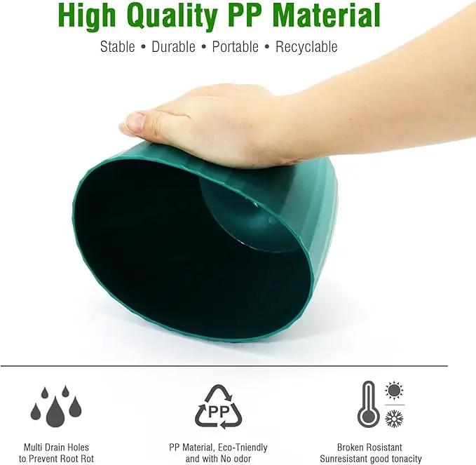6 Inch Plant Pots Bulk, 6 Pack Plastic Planters with Drainage Holes and Saucers for Indoor Outdoor House Plants and Flowers, Colorful by GreenHaven Gardens
