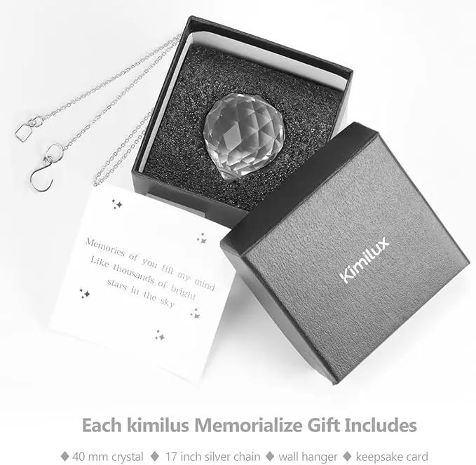 Modern Grief Gift Memorial Gift for Loss of Loved One, Loss of Father, Loss of Mother Remembrance Gifts 40 mm Crystal Ball Rainbow Maker Best for Daily Remembrance by GreenHaven Gardens
