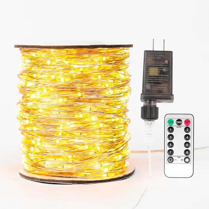 Fairy Lights Plug in,164FT 1000 LEDs Waterproof String Lights,Twinkle Light with Remote for Outdoor Indoor Christmas Wedding Birthday Garden Party Decorations,2 Inch Space,Warm White by GreenHaven Gardens